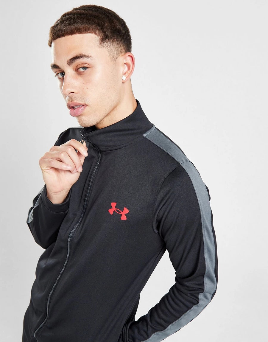 UNDER ARMOUR - BLACK/GREY/RED POLY TRACKSUIT