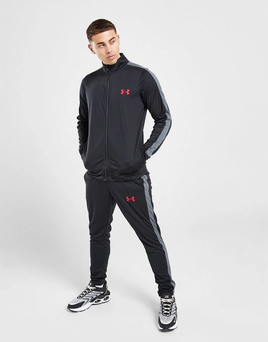 UNDER ARMOUR - BLACK/GREY/RED POLY TRACKSUIT